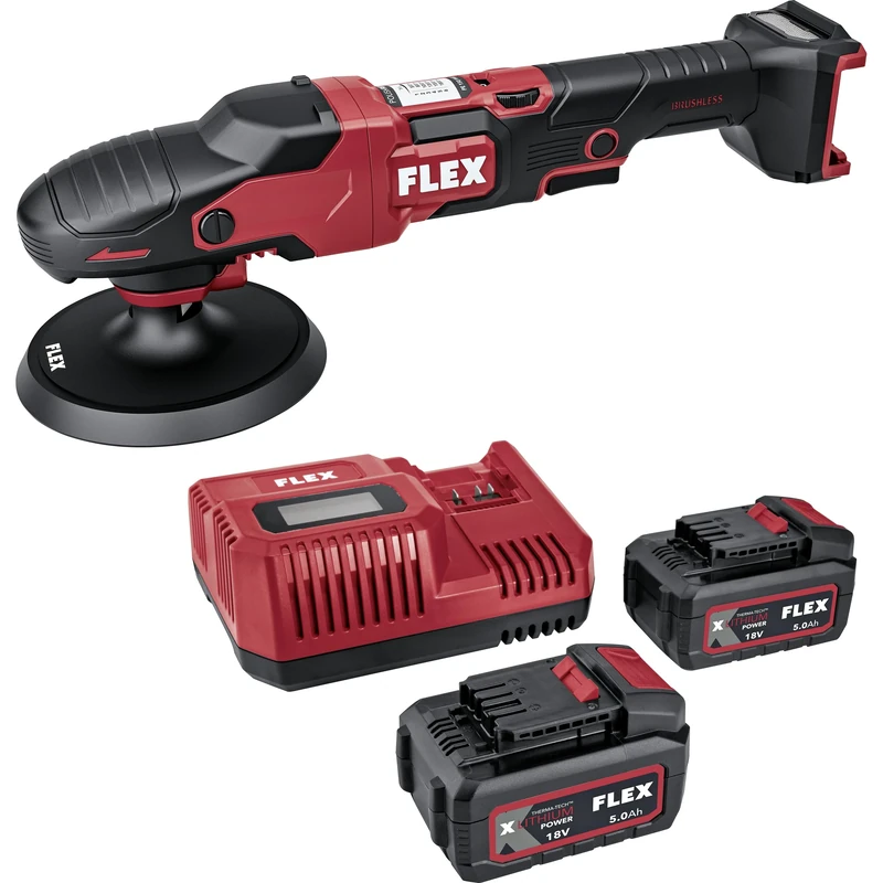 Flex Cordless Rotary Polisher 18 V PE 150 18-EC Set (with Gas Switch, Easy Speed Adjustment, Ergonomic) 533019