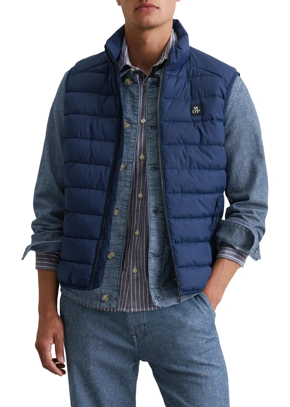 Marc OߴPolo Men's Water Repellent Puffer Gilet with Stand Collar, Blue (Iris Ink), S