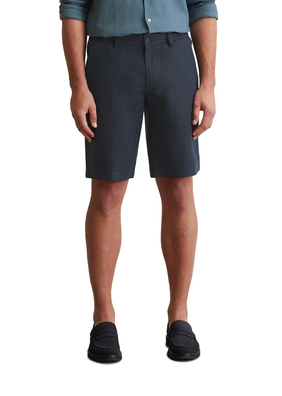 Marc OߴPolo Men’s Knee Length Lightweight Linen Shorts, Blue (Dark Navy), 38