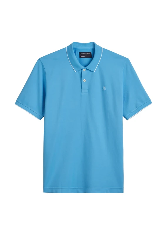 Marc OߴPolo Men's Regular Fit Short Sleeve Polo Shirt with Stretch, Blue (Azure Blue), L