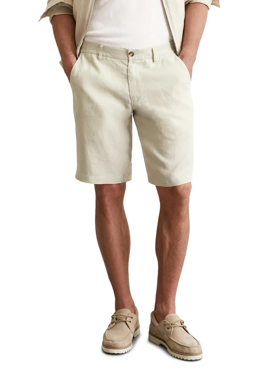 Marc OߴPolo Men’s Knee Length Lightweight Linen Shorts, Beige (Gray Silk), 29