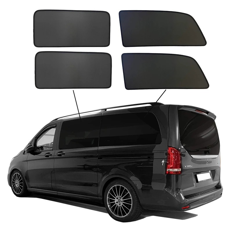 SunClip Privacy & Sun protection compatible with Mercedes V-Class W447 (Long wheel base) 2014-2024 without pop-out windows