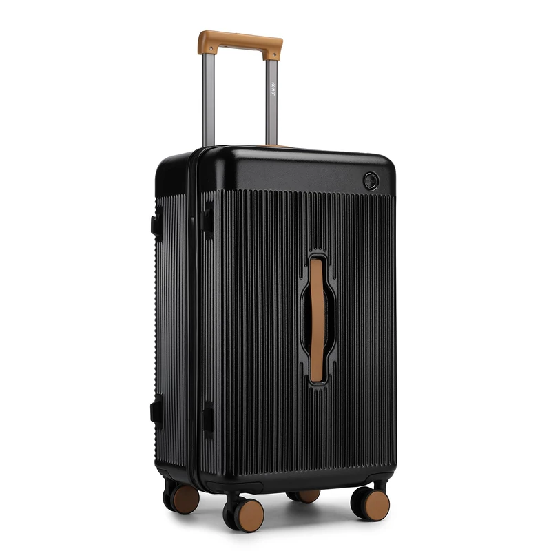 Kono 24" Suitcase Lightweight ABS+PC Hard Shell Trolley, Fashion Travel Check in Case TSA Lock, Hand Luggage Baggage with 4 Spinner Wheels (Black)
