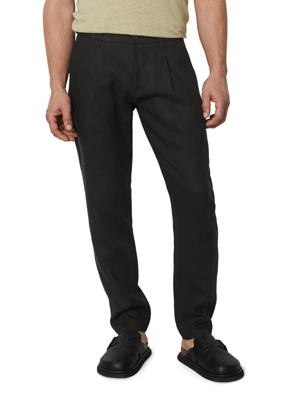 Marc OߴPolo Men's Long Linen Trousers with Elasticated Waist, Black (Black), W30/L32