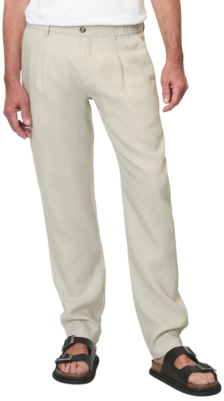 Marc OߴPolo Men's Long Linen Trousers with Elasticated Waist, Beige (Gray Silk), W38/L30