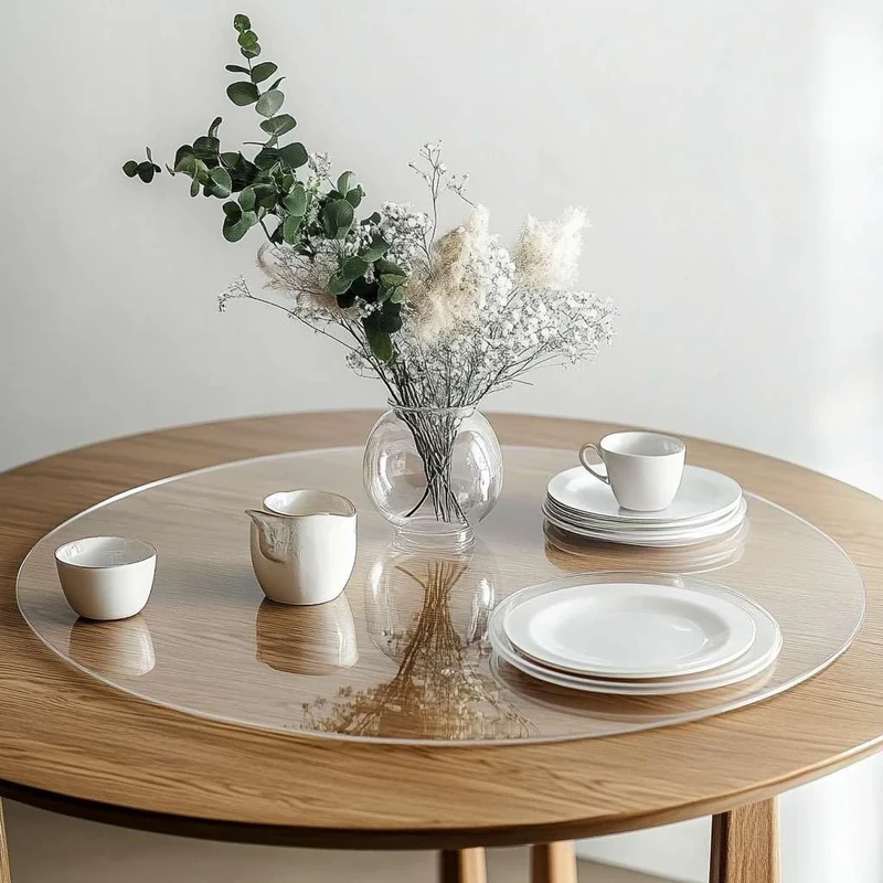 Round Clear PVC Table Protector, Heat Resistant & Waterproof, Clear (Round 120cm) - Image 1