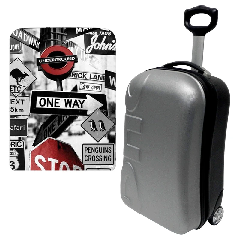 WELL HOME MOBILIARIO & DECORACIÓN Trolley Case 20" Cabin with Protective Cover Travel Tips, Multicoloured, 20'' Trolley Case with Protective Cover