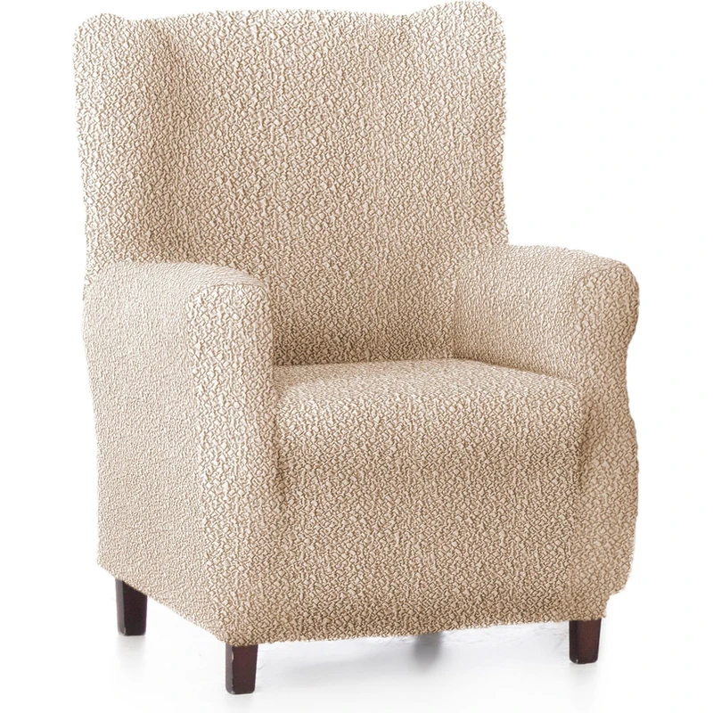 ECOMMERC3 | Bi-elastic Adjustable Breathable and Resistant Earmuff Armchair Cover - Beige Earmuff Armchair Cover with Supportive Foams and Rubber Bands - Image 1