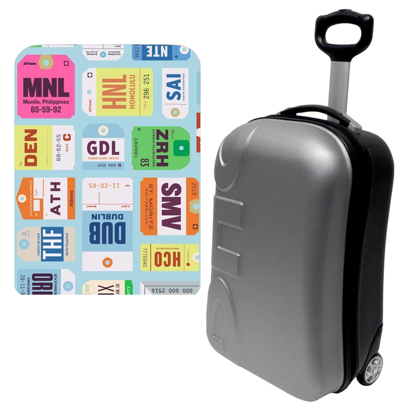 WELL HOME MOBILIARIO & DECORACIÓN Trolley Case 20" Cabin with Protective Cover City Plates, Multicoloured, 20'' Trolley Case with Protective Cover