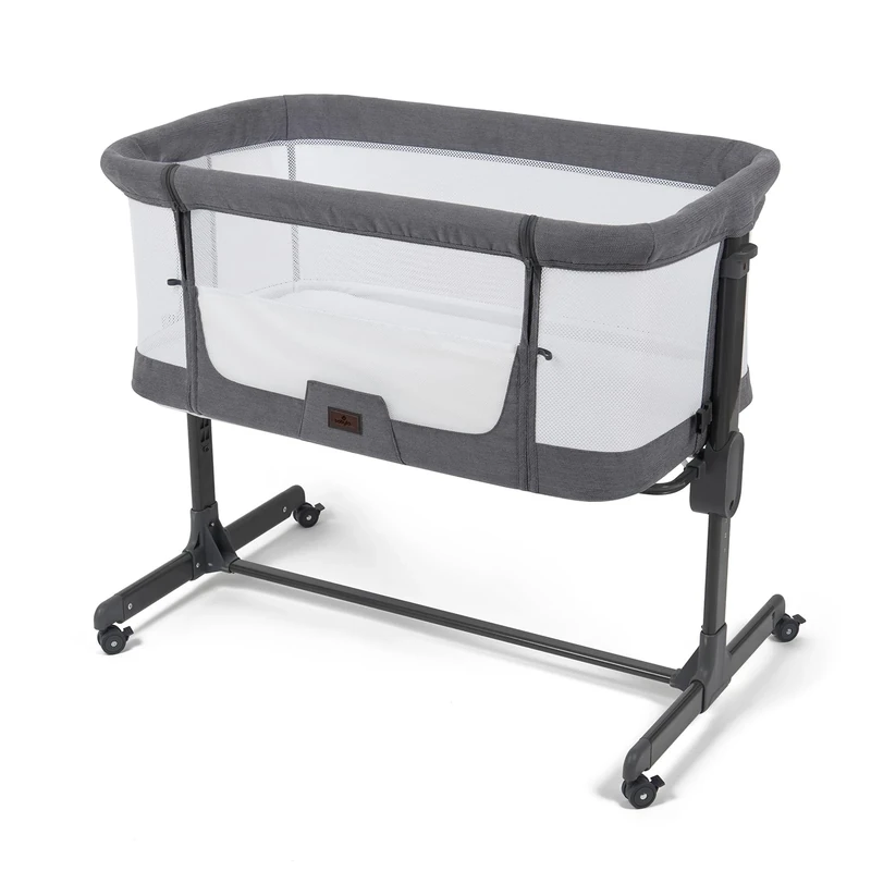 BABYLO Aurora 2-in-1 Co Sleeper, Bedside Crib & Standalone Baby Cot with mattress, 0 – 6 months (9kg), Grey