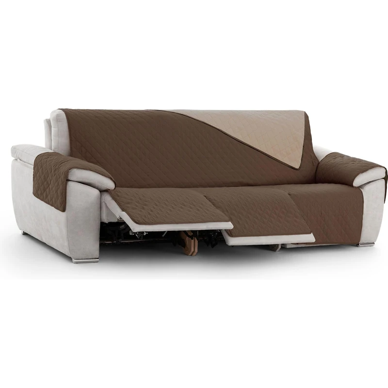 ECOMMERC3 | Relax Armchair Cover 3 x 3 Padded and Reversible – Brown Relax Armchair Cover, Adjustable Sofa Protector, Extra Comfort and Elegant Design