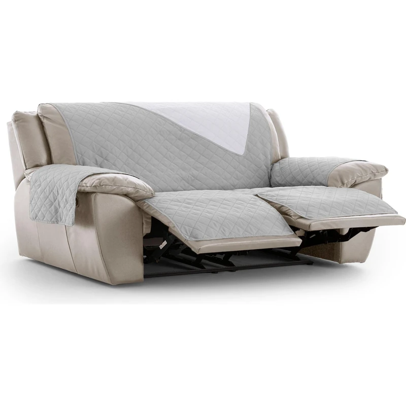 ECOMMERC3 Recliner Armchair Cover 3 x 2 cm Padded and Reversible Grey Adjustable Sofa Protector, Extra Comfort and Stylish Design