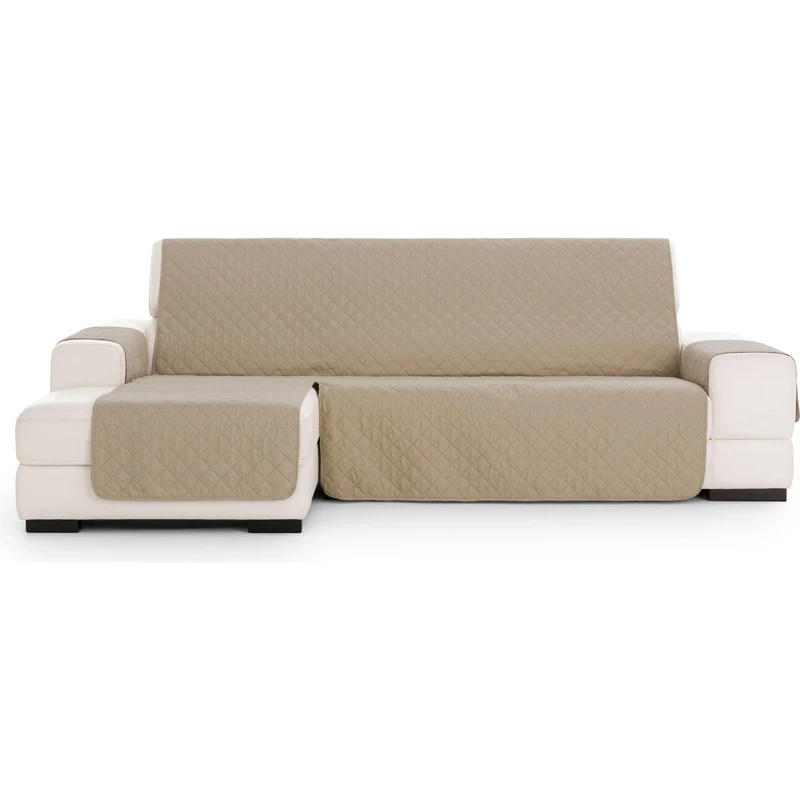 ECOMMERC3 | Chaiselong Extra R & D Quilted Sofa Cover - Chaiselong Beige Sofa Protector Cover with Fit, Comfort and Style