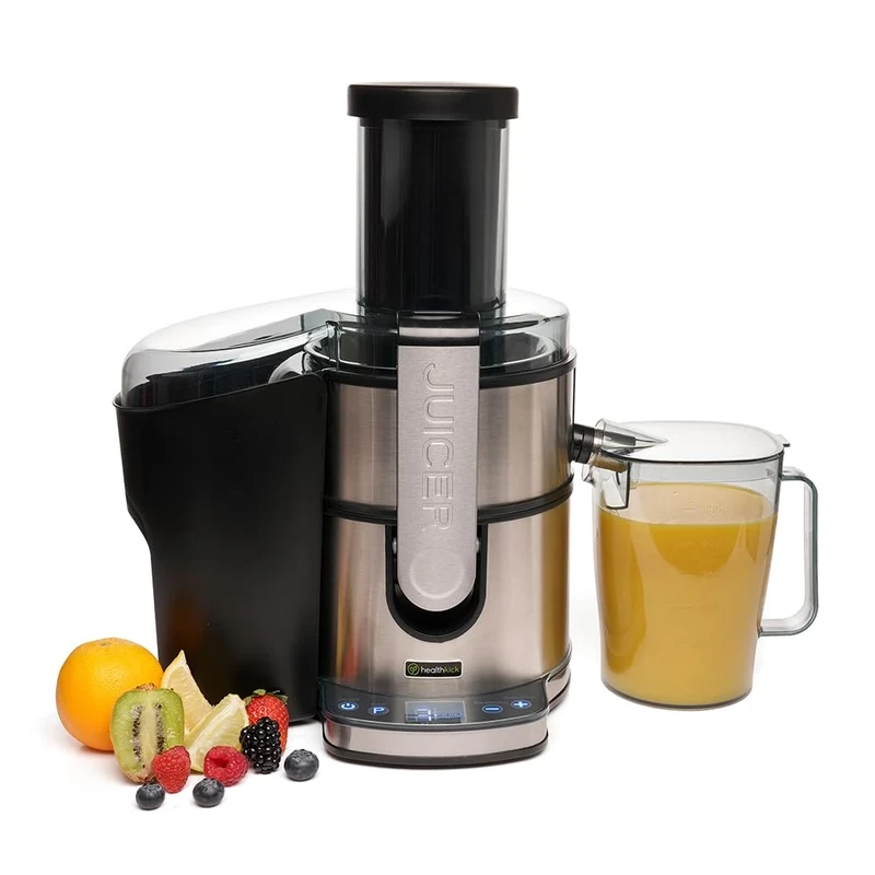 HealthKick Digital LCD Fruit and Veg Juice Extractor with Powerful 800w Motor - Large Feeding Tube - 5 Speed Settings - 2.0L Easy-clean Pulp Waste Container - Dishwasher Safe - K3152