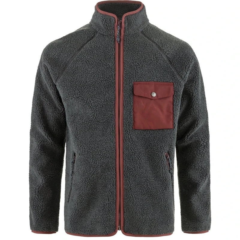 FJALLRAVEN 84158-030-352 Vardag Pile Fleece M Sweatshirt Men's Dark Grey-Maroon Size XL