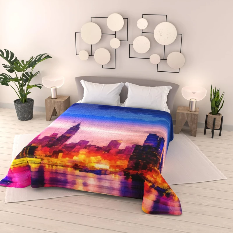 Italian Bed Linen SOGNI D'AUTORE SD35 Summer Quilt Digital Print Microfibre Double