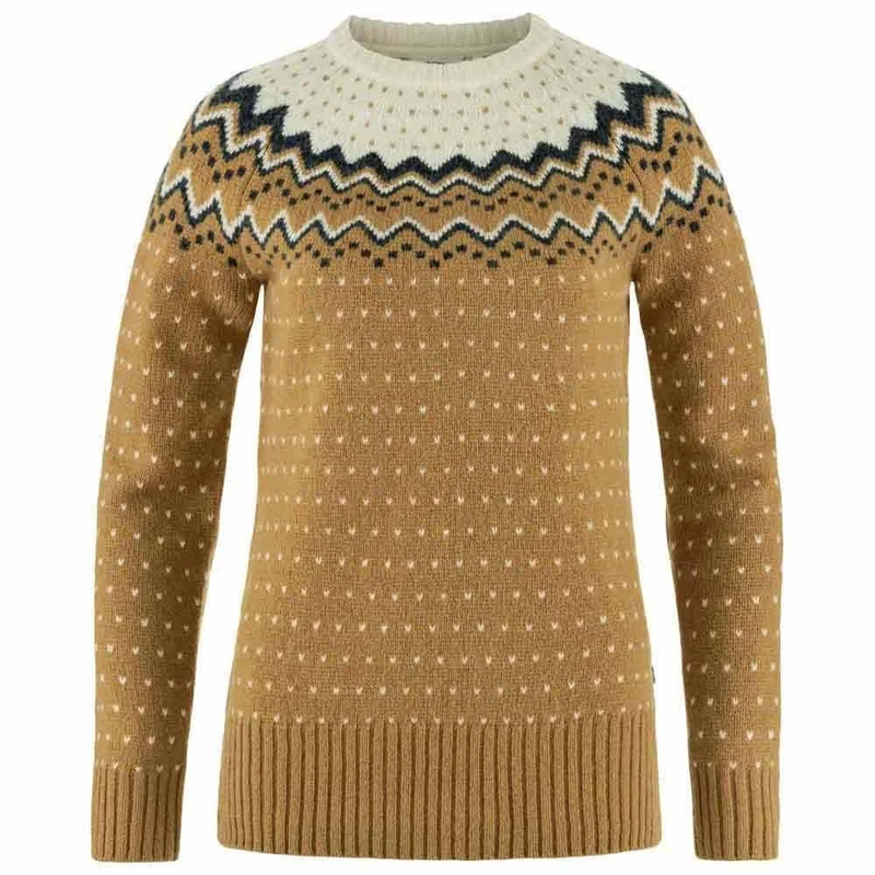 FJALLRAVEN 89941-232-113 Övik Knit Sweater W Sweatshirt Women's Buckwheat Brown-Chalk White Size S