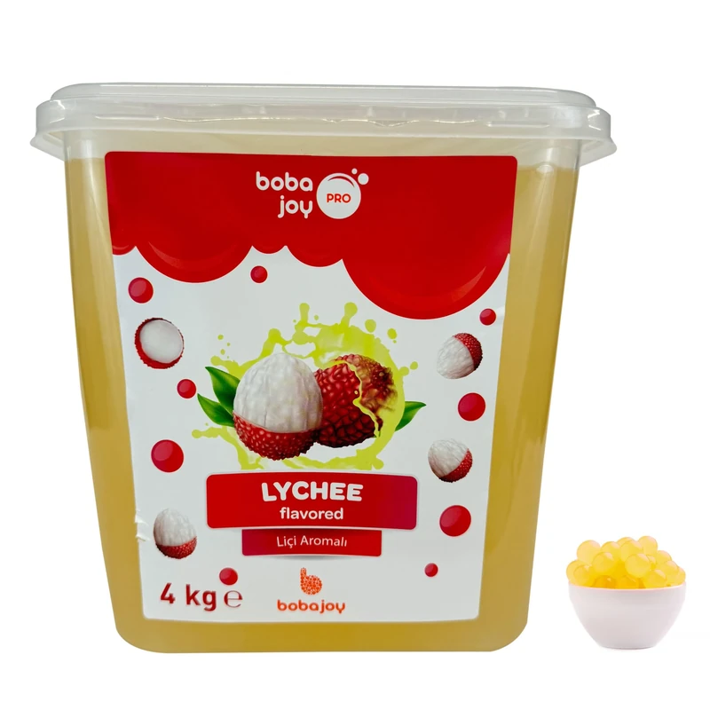 Bobalife Flavoured Popping Boba 40 Servings (1.6kg), Fruit Juice Filled Boba Pearls for Bubble Tea, Iced Drinks, Desserts, Cocktails & Slush | Low Fat, Gluten-Free & Vegan (4kg, Lychee)
