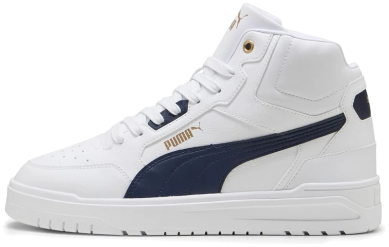 PUMA Unisex Shuffle Downtown MID Sneaker, White Navy Gold, 12 UK
