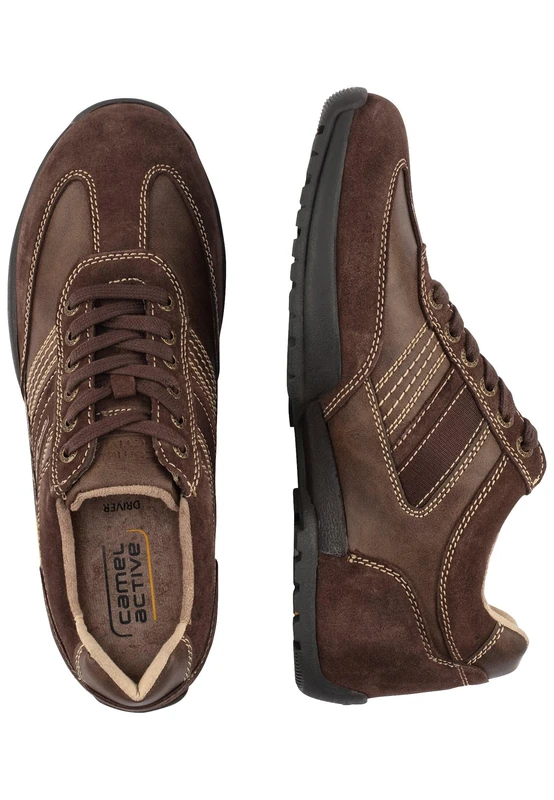 Camel Active Men's Driver Genuine Leather Trainers, Brown, 12 UK