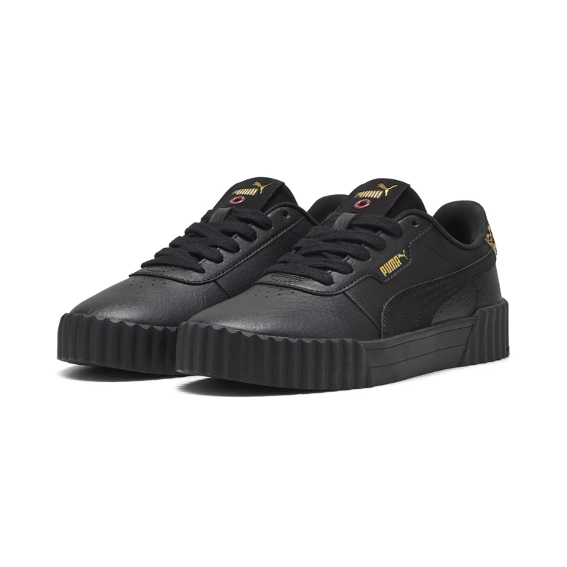Puma Carina 3.0 Animal Flair Sneaker Women's, Black Gold, 4.5