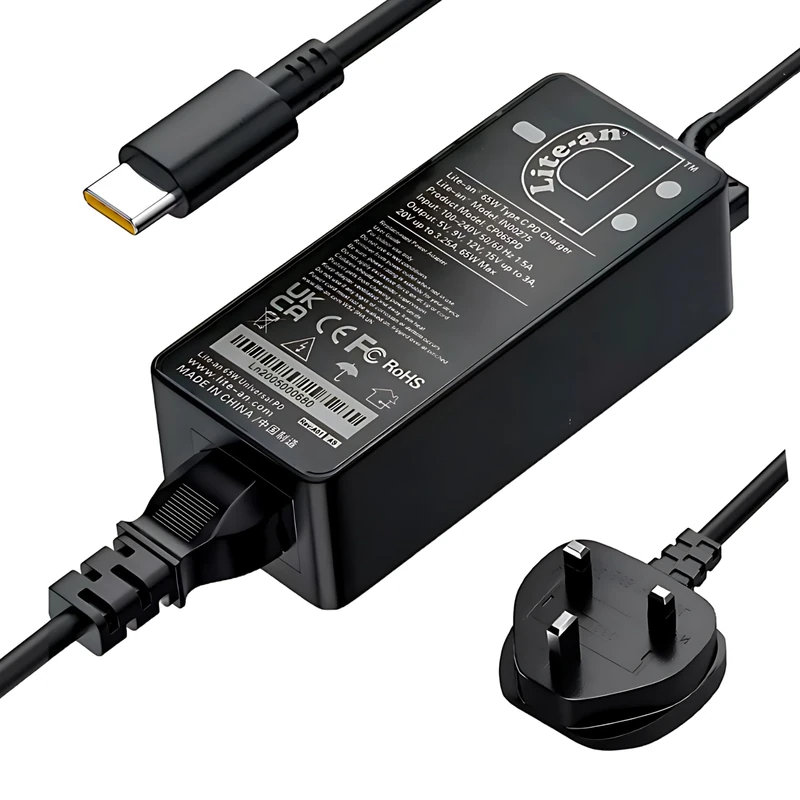 Lite-an 65W Type C Laptop Charger - Chromebook Charger - Universal Compatibility for Lenovo, Dell, Acer- Adaptive Charging (60W 61W 45W 30W) - Reliable and Durable with Extra Long Cord (Pack of 15)