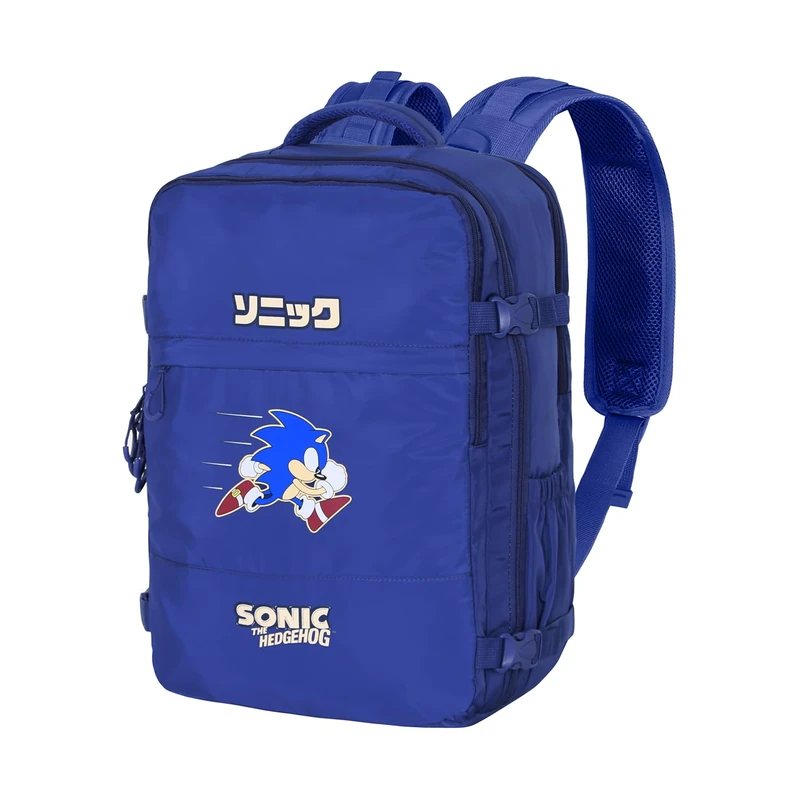 Sonic The Hedgehog - SEGA Action-Large Mercury Travel Backpack 47x23x33cm, Blue, Capacity 35 L