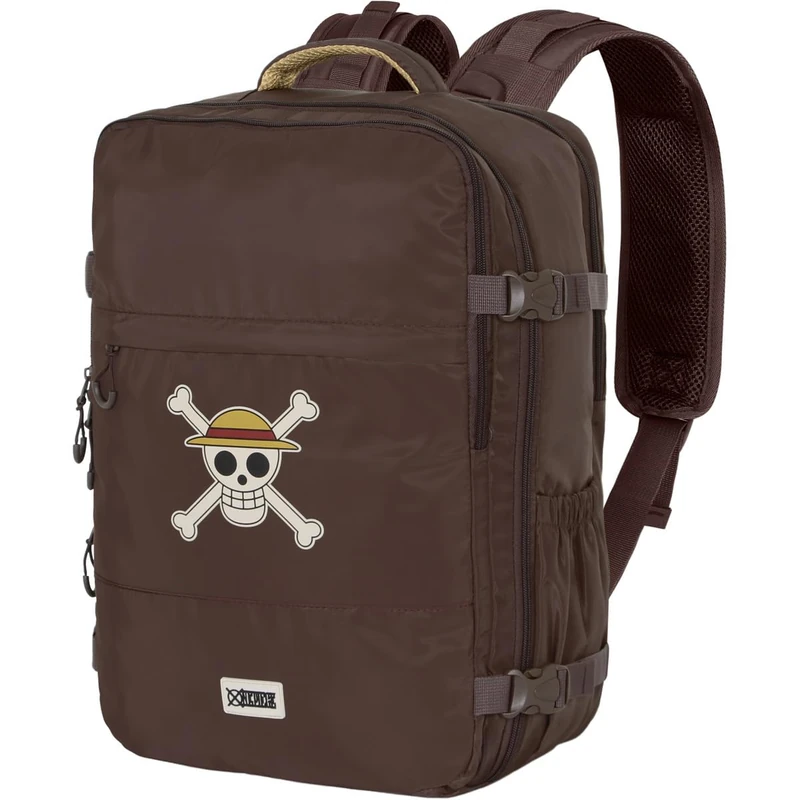 One Piece Skull-Large Mercury Travel Backpack 47x23x33cm, Brown, Capacity 35 L