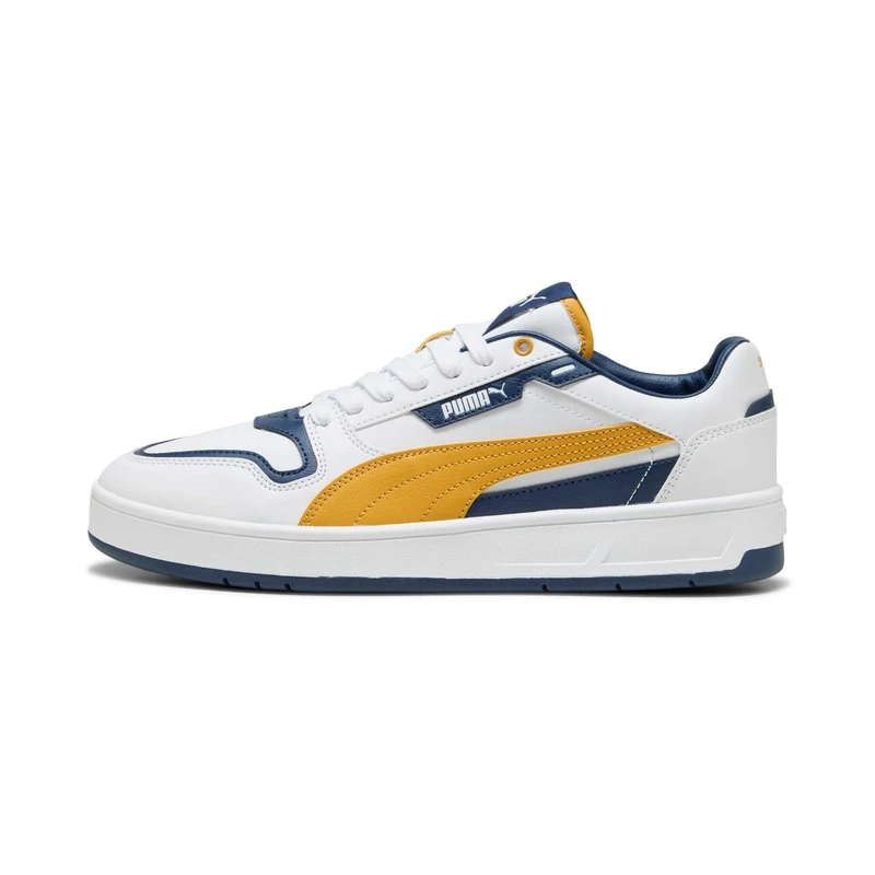 PUMA Unisex Court Classic Street Sneaker, White-Archive Gold-Persian Blue, 11 UK