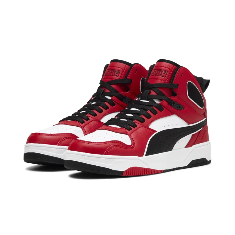 PUMA Unisex RBD Break MID Sneaker, White Black-for All TIME RED, 4 UK