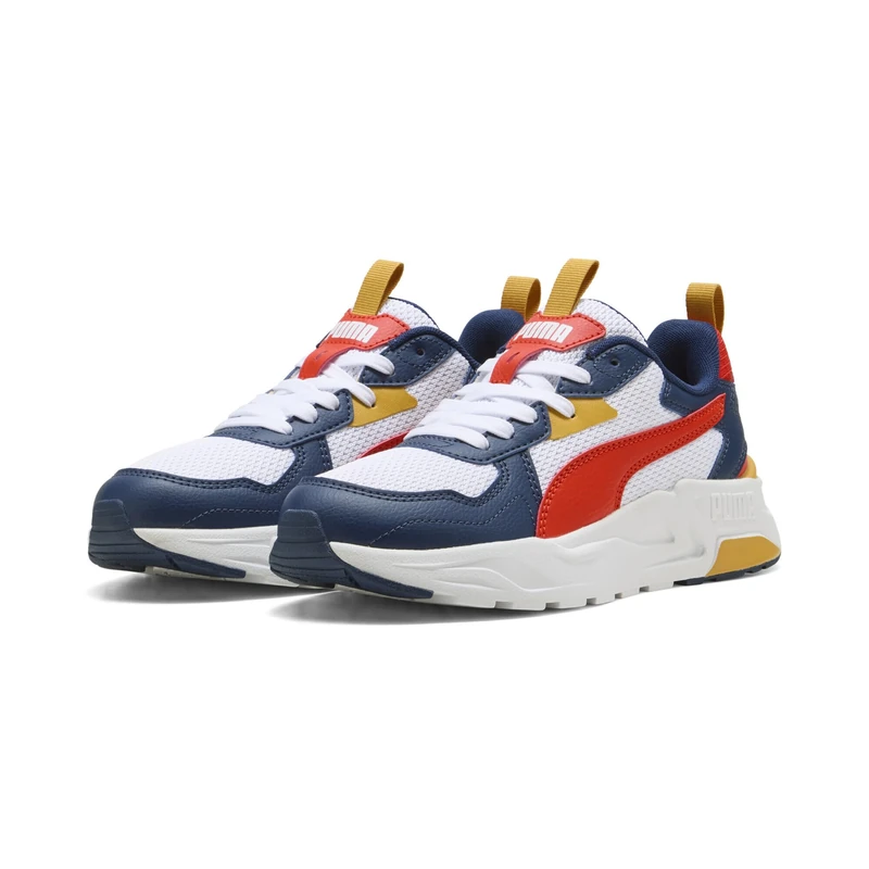 PUMA Trinity LITE JR Sneaker, White-Fierce RED-Persian Blue, 4 UK