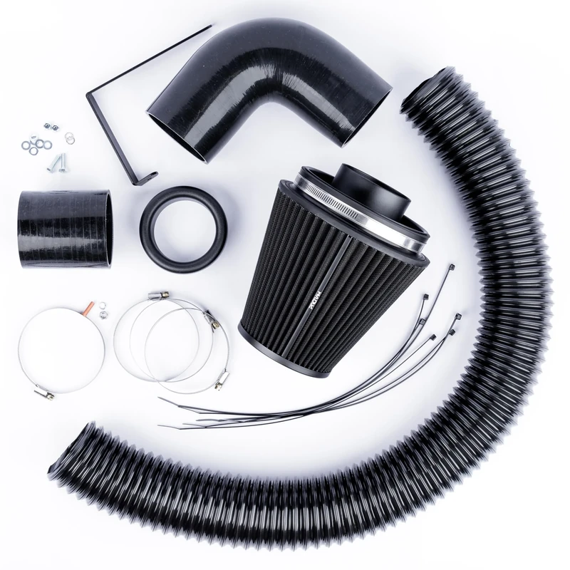 Ramair Performance Pleated Cone Air Filter Intake Induction Kit to fit VW MK5 R32 -Black