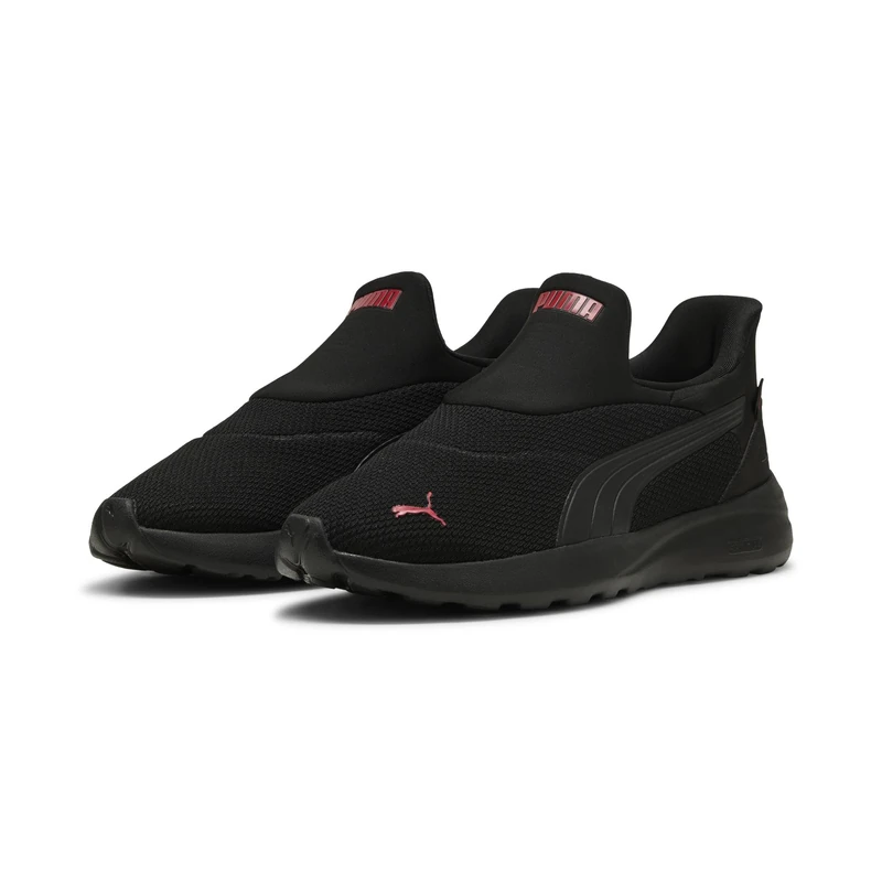 PUMA Unisex SOFTRIDE Cosmic SLIPTECH Sneaker, Black Black RED, 11 UK