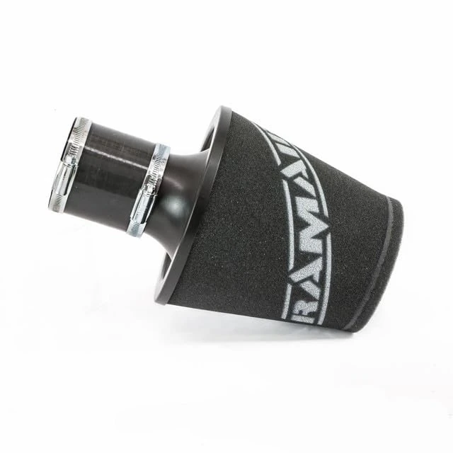 Ramair Small Foam Filter Aluminium Base 90mm OD Black with Silicone Coupler