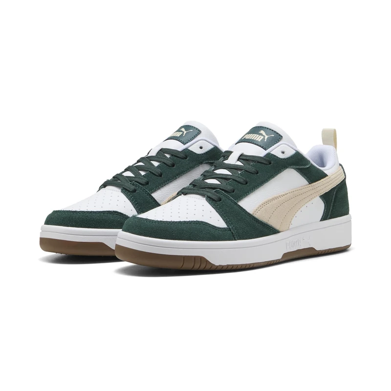 PUMA Rebound v6 Low SD Sneaker Unisex, Green Terrain-Alpine Snow-PUMA White, 7.5