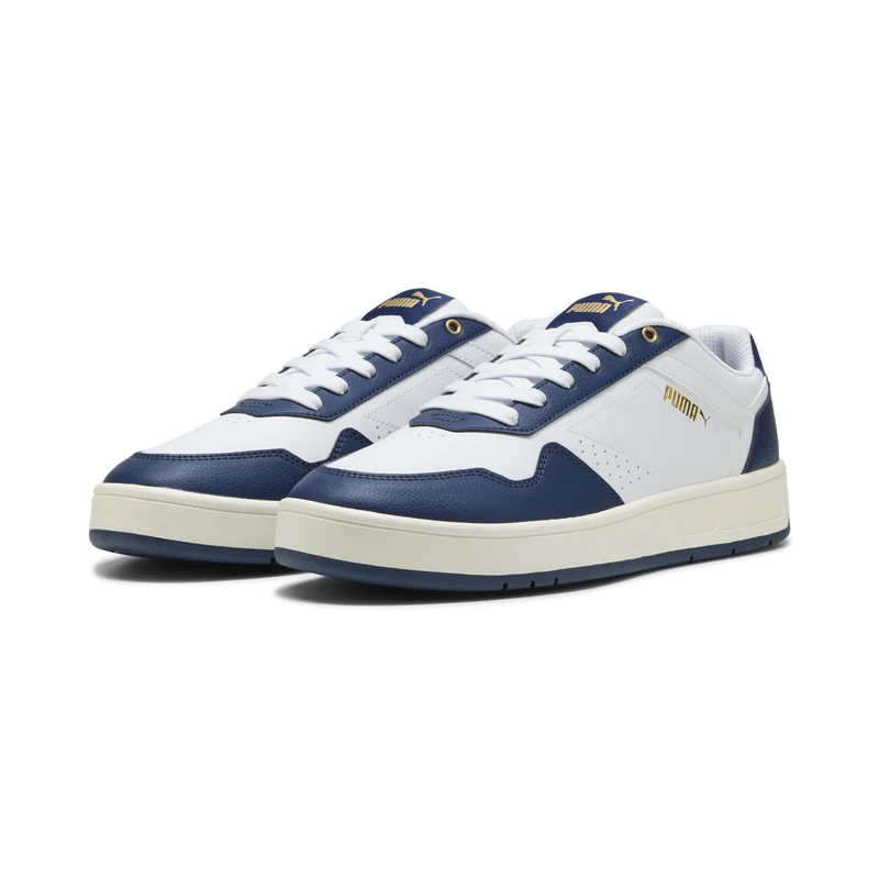 PUMA Unisex Court Classic Sneaker, White-Persian Blue Gold, 6.5 UK