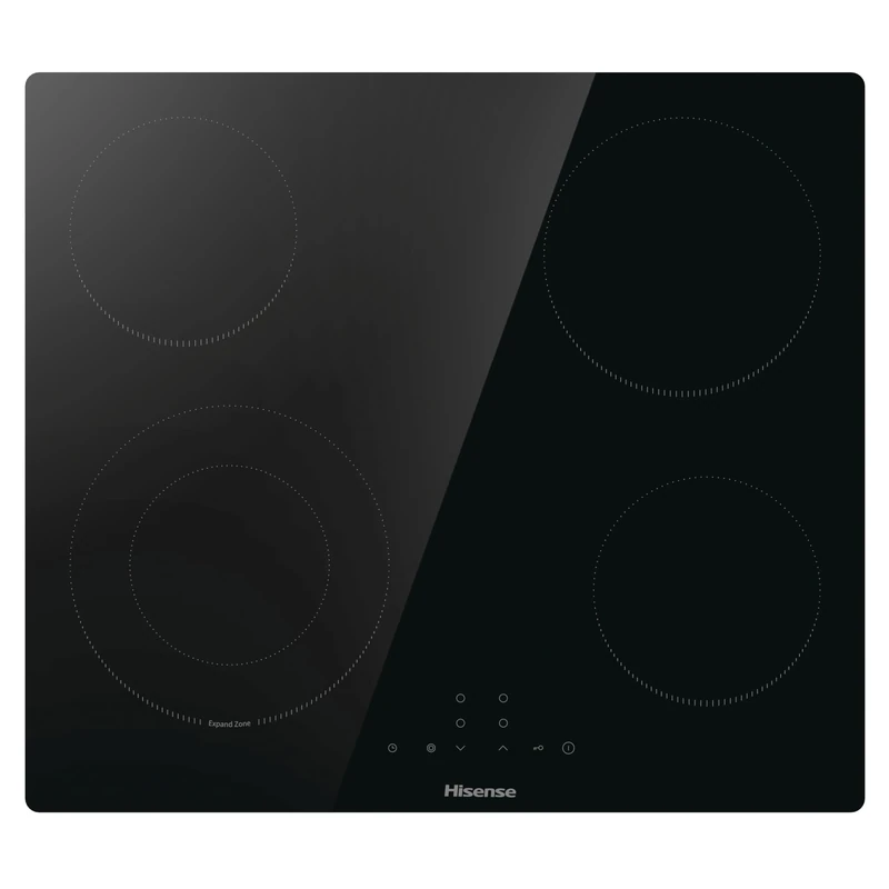 Hisense E6422SC Built-in 60cm Electric Ceramic Hob with Child Lock, Touch control, Timer Function - Black 6400W