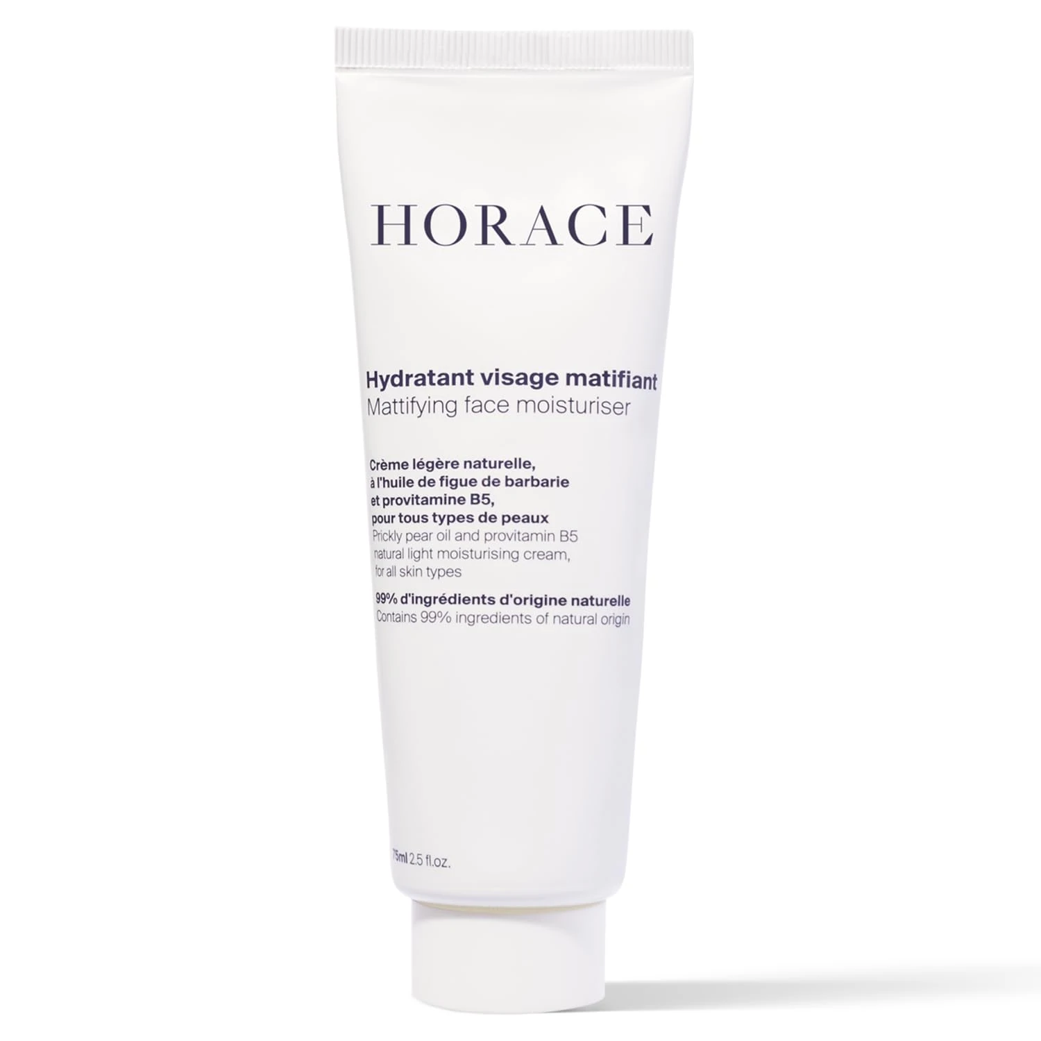 HORACE Mattifying Face Moisturizer for Men – 96.6% Organic & Natural Ingredients – No Silicones or Mineral Oils – Moisturising Cream for All Skin Types – Unscented, 75 ml