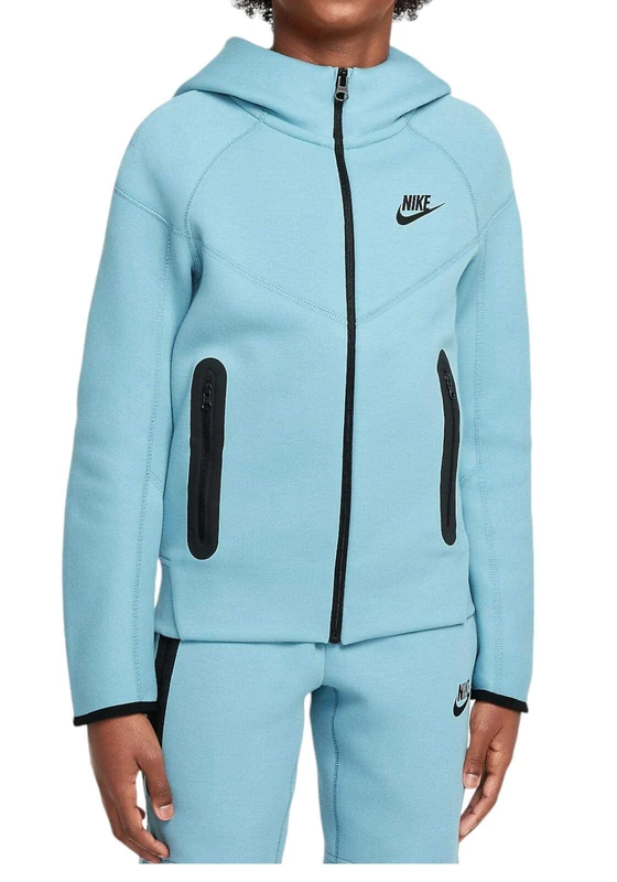 NIKE FD3285-464 Sportswear Tech Fleece Junior Jacket Sweatshirt Boy's Turquoise Size M