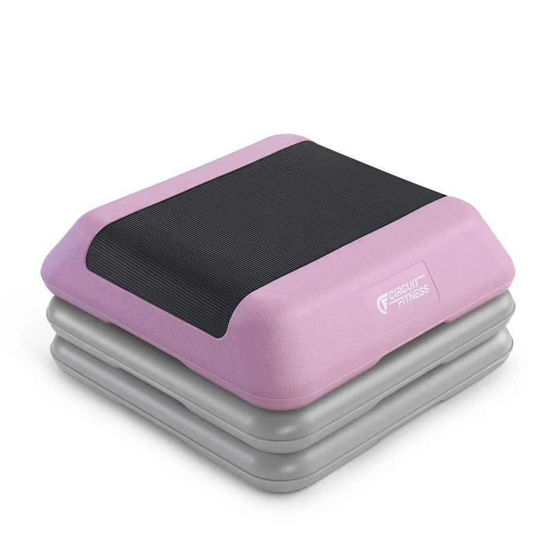 Circuit Fitness by MARCY 16 x 16 inches Adjustable Height Aerobic Step Platform with 2 Risers, Non-Slip Rubber Surface, Home Exercise Fitness Training, Sakura Pink STEP-PINK02-2R - Image 1