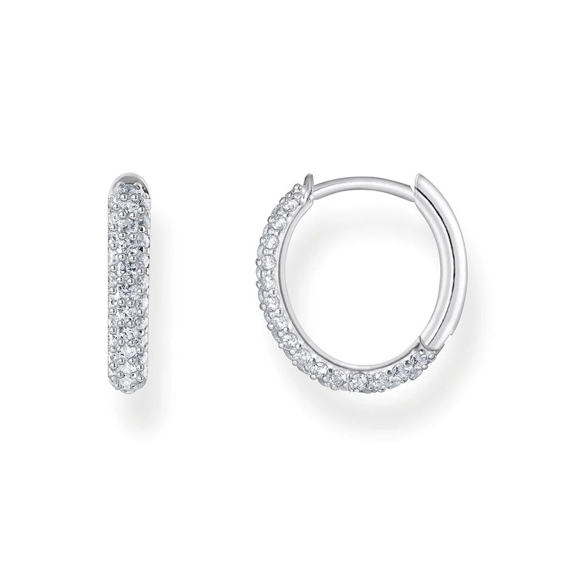 Thomas Sabo Sterling Silver Hoop earrings with white zirconia pavé Recycled 925 silver, Women, CR730-051-14