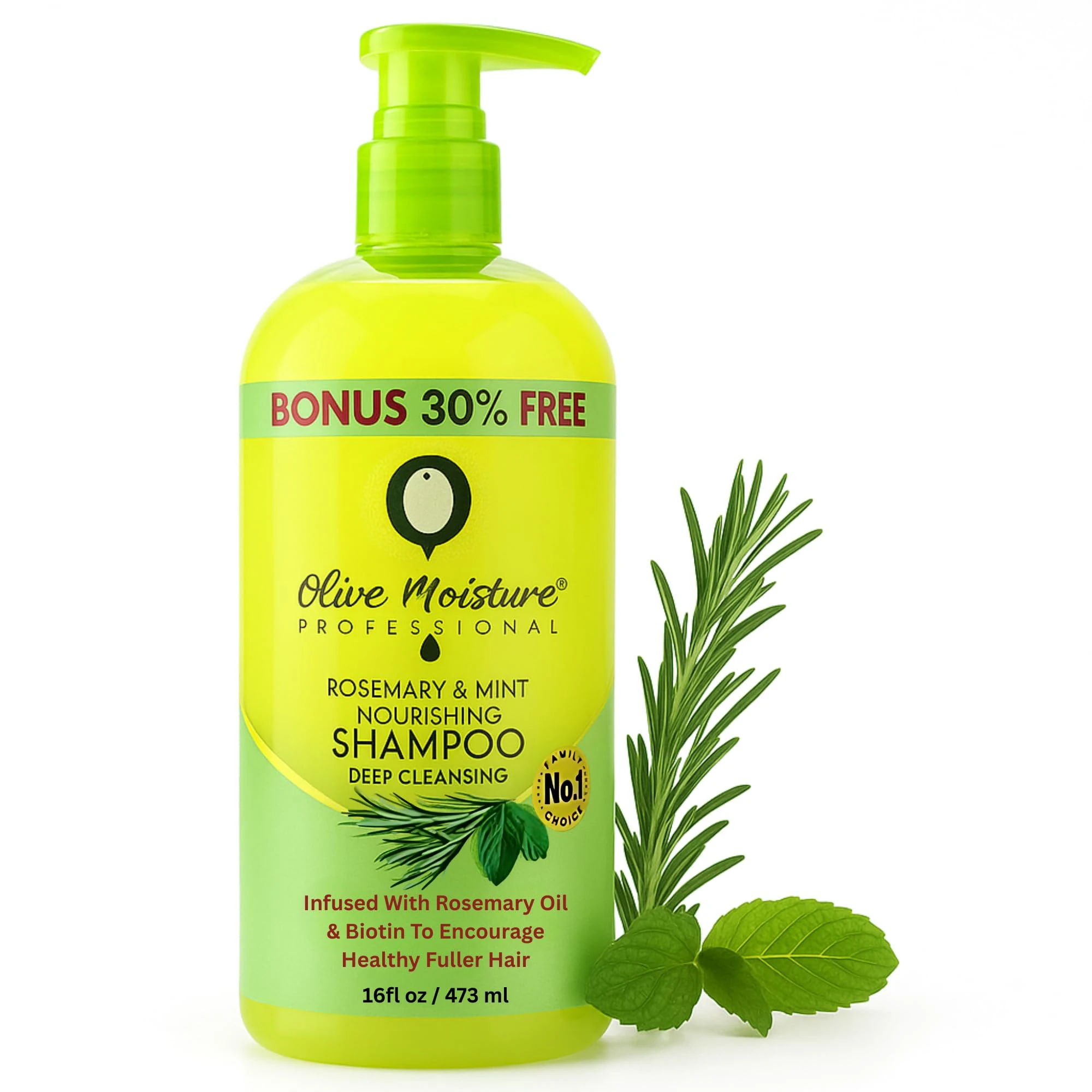 Olive Moisture Professional Rosemary and Mint Nourishing Shampoo, 473ml – Deep cleansing shampoo with biotin for hair growth, volumizing and refreshing for dry scalp and all hair types