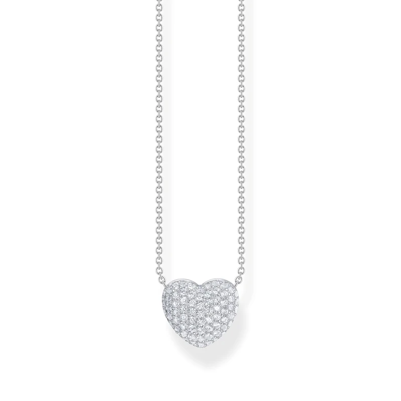 Thomas Sabo Sterling Silver Necklace with heart pendant and white zirconia Recycled 925 silver, Women, KE2277-051-14-L45V