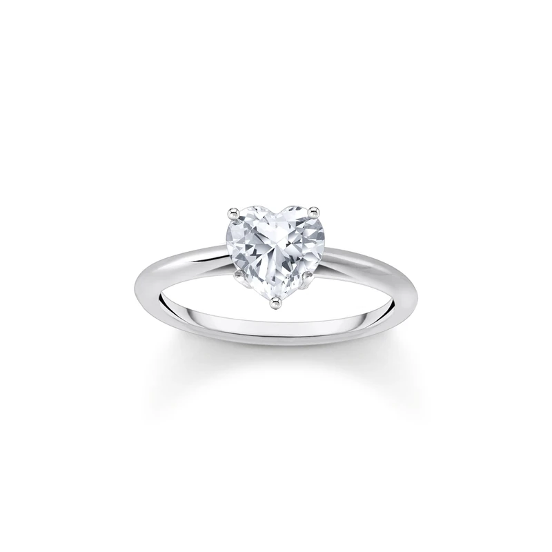 Thomas Sabo Sterling Silver Ring with White, Heart-Shaped Zirconia Recycled 925 Silver, Women, TR2476-051-14-54 - Image 1