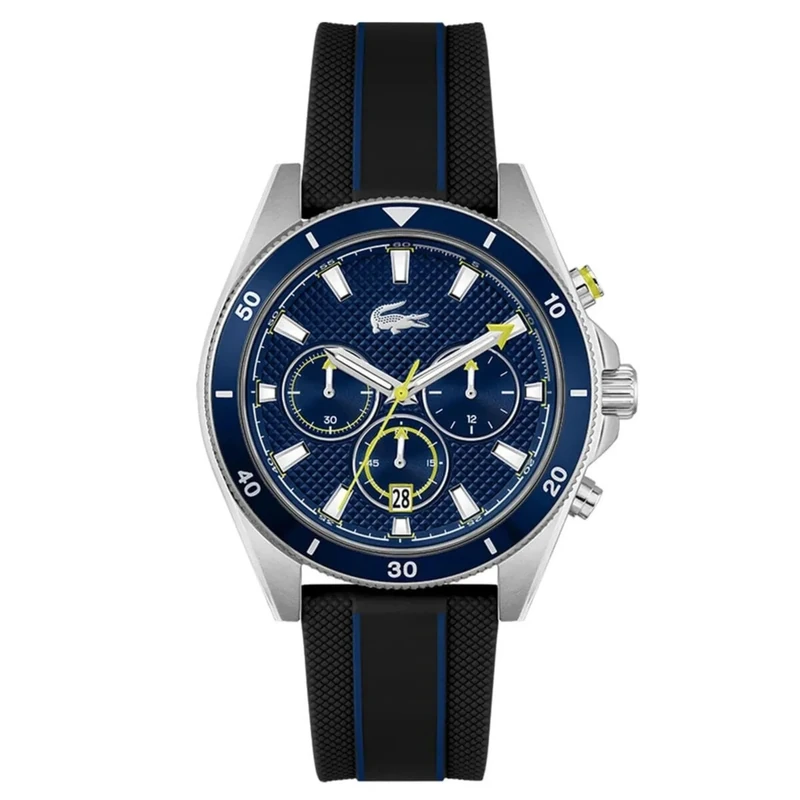 Lacoste Chronograph Quartz Watch for Men MAINSAIL Collection with Black Silicone Bracelet - 2011361