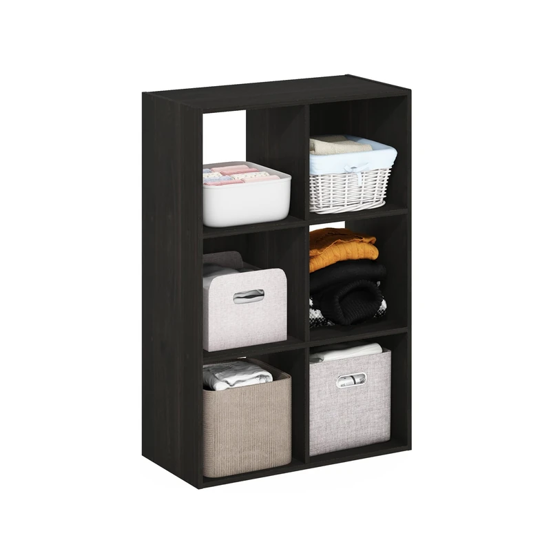 Furinno PELLI Closet Organizers and Storage, 6-Cube Closet Organizer, Open Shelf Closet Storage, for Wardrobe, Bedroom, Living Room, Espresso - Image 1