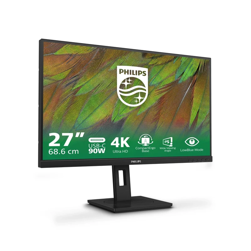 Philips 27B1U3900-27 inch Ultra HD monitor, height adjustable, speakers, Adaptive Sync (3840x2160, 60 Hz, 2x HDMI 2.0, 1x DisplayPort 1.4, 1x USB-C (90 W PD), RJ45, USB Hub) black