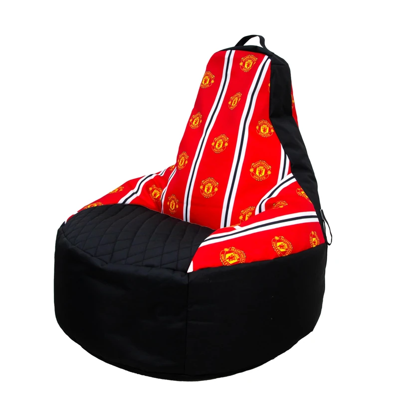 Manchester United FC Large Bean Bag, Highback Gaming Bean Chair with Filling Included, Comfortable Football Lounging Chair for All Ages and Indoor and Outdoor Use