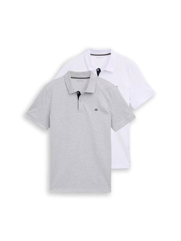 TOM TAILOR Men's 1044879 Polo Shirt, 15398-Light Stone Grey Melange, XXL