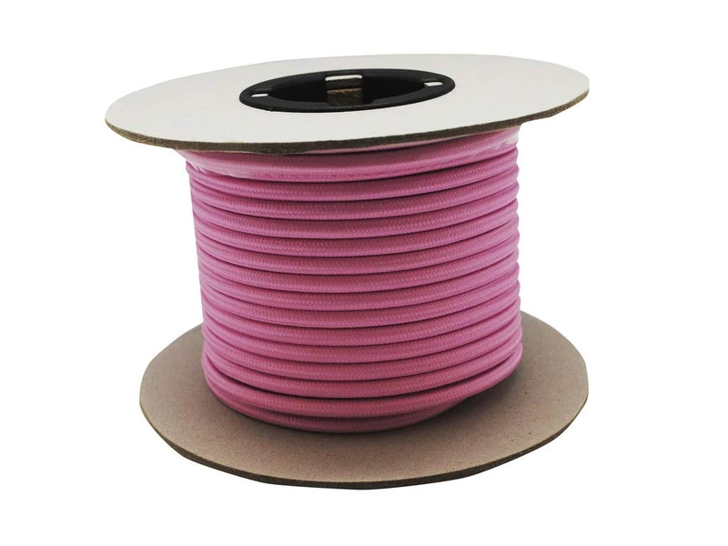 2x0.75mm 25m Pink Decorative Braided Cord Ideal for Your Lighting or Craft Projects Bring a Modern and Elegant Touch to Any Space with This Versatile Cable. - Image 1